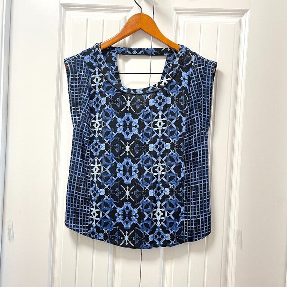 Forever 21 Contemporary Geometric Print Sleeveless Top Blue – XS - Picture 1 of 9